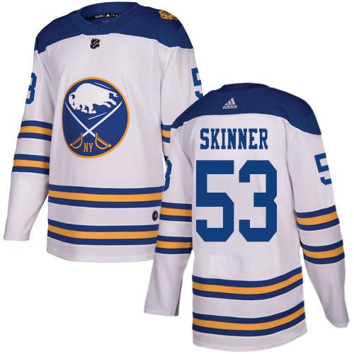 Men Adidas Buffalo Sabres #53 Jeff Skinner White Authentic 2018 Winter Classic Stitched NHL Jersey